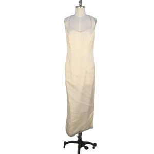 Off-White Tailored Form-Fitting Beaded Gown Dress